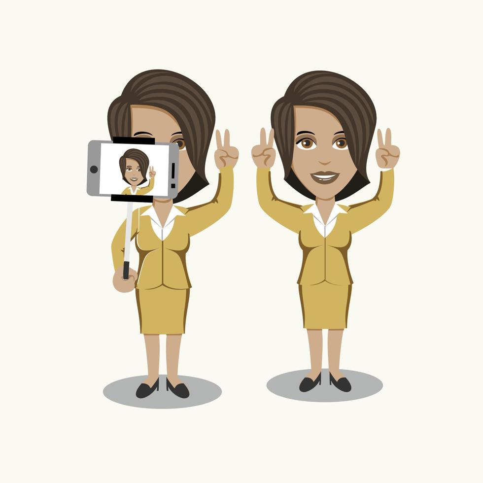 conjunto de diseño de personajes empresaria secretaria mujeres en negocios corporativos. Ilustración de vector mínimo de estilo de diseño plano