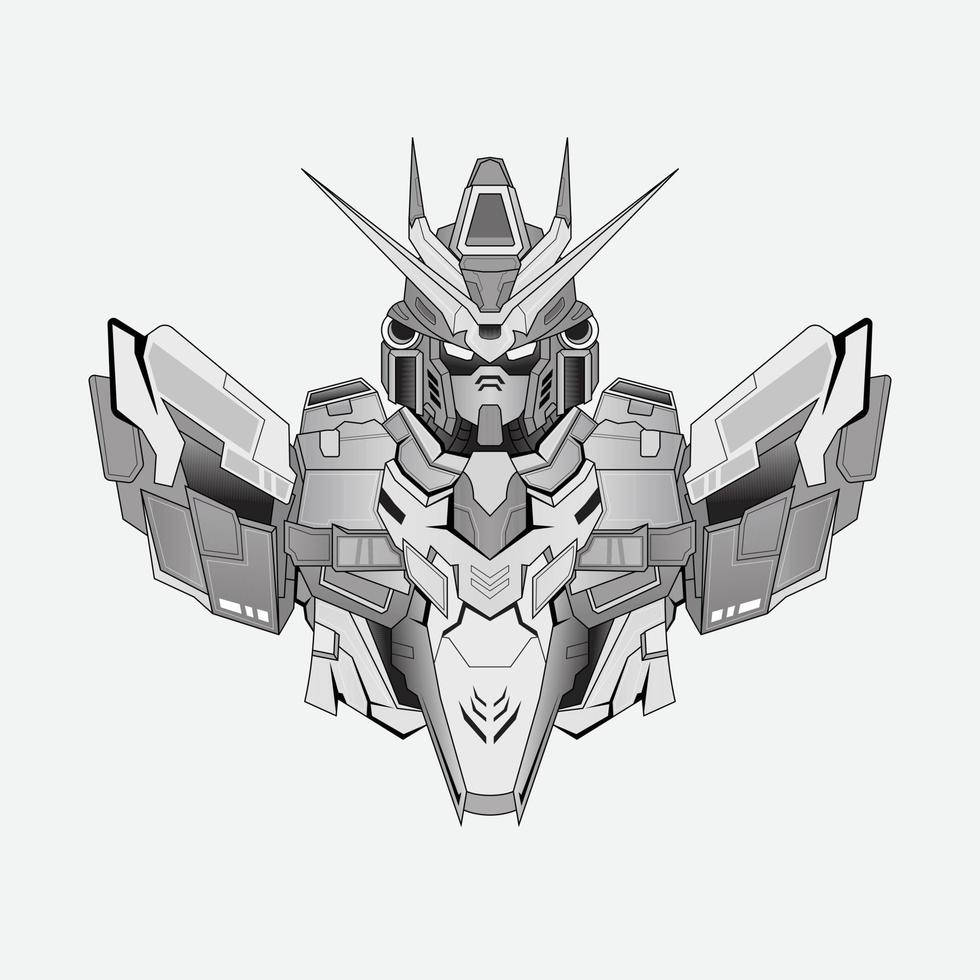Hand drawn outline robot knight warrior cyborg in background, Perfect for T-Shirt Design, Sticker, Poster, Merchandise and E-sport logo vector
