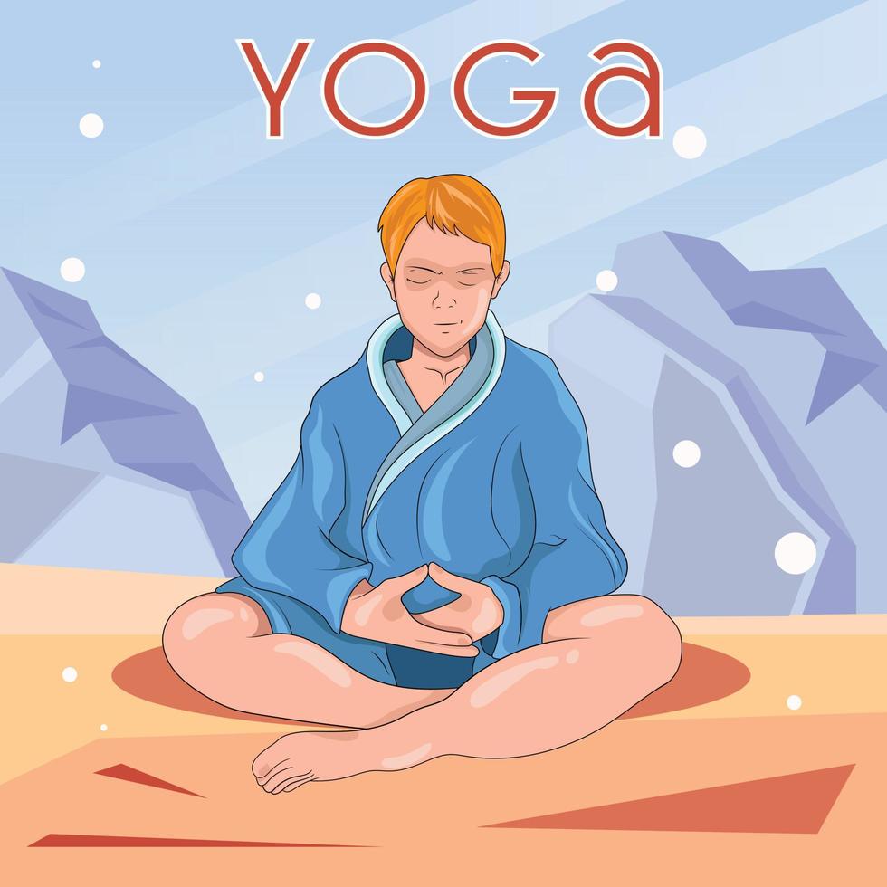 ilustración del hombre haciendo asana para el día internacional del yoga el 21 de junio vector