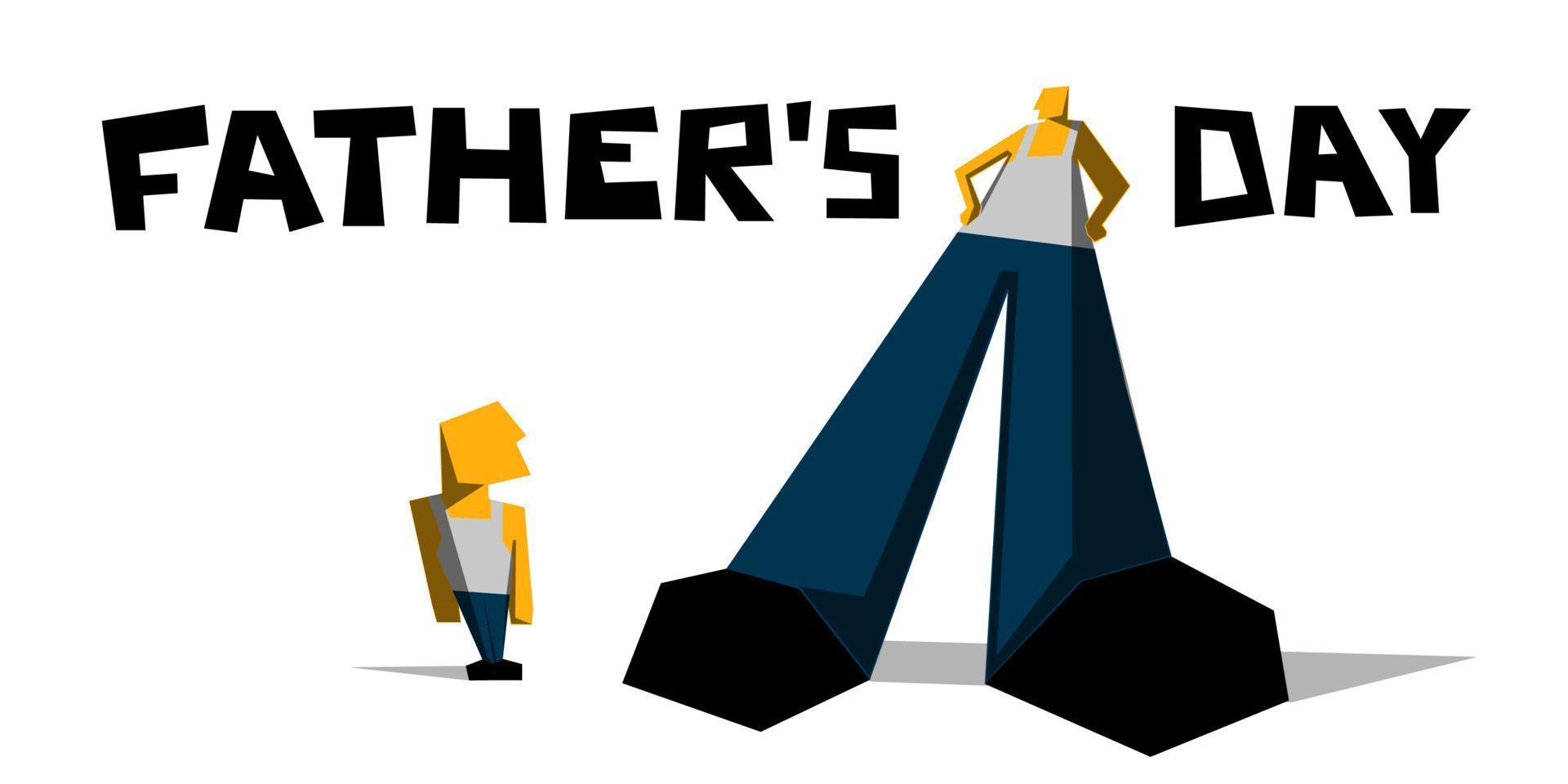 boy and man. father and son. Constructivism. poster for father's Day. Cartoon vector