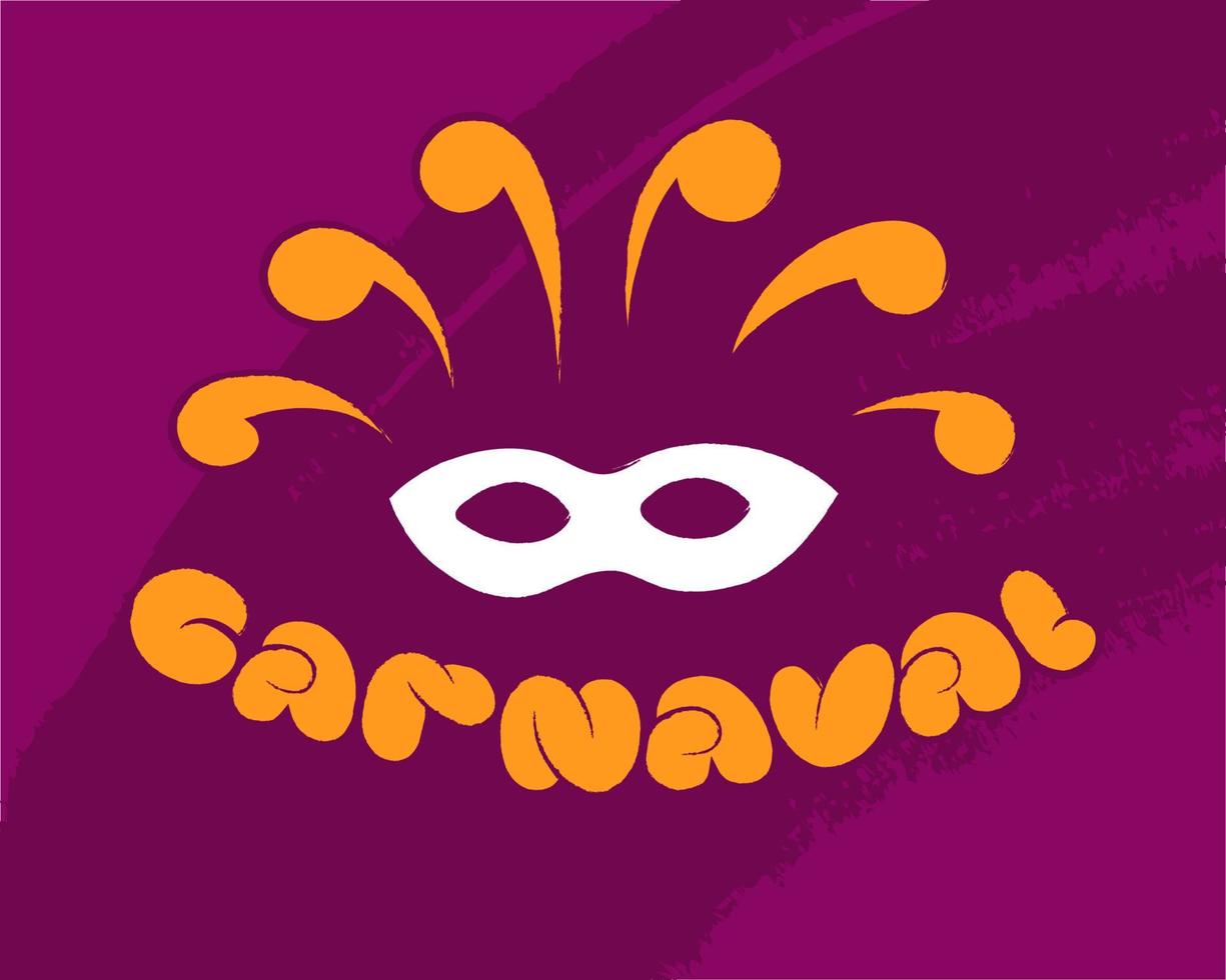 Carnaval colorful lettering mask holiday party elements festive mood. vector illustration