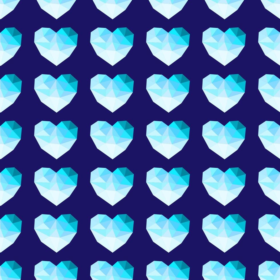Diamond symmetrical hearts. Seamless pattern vector