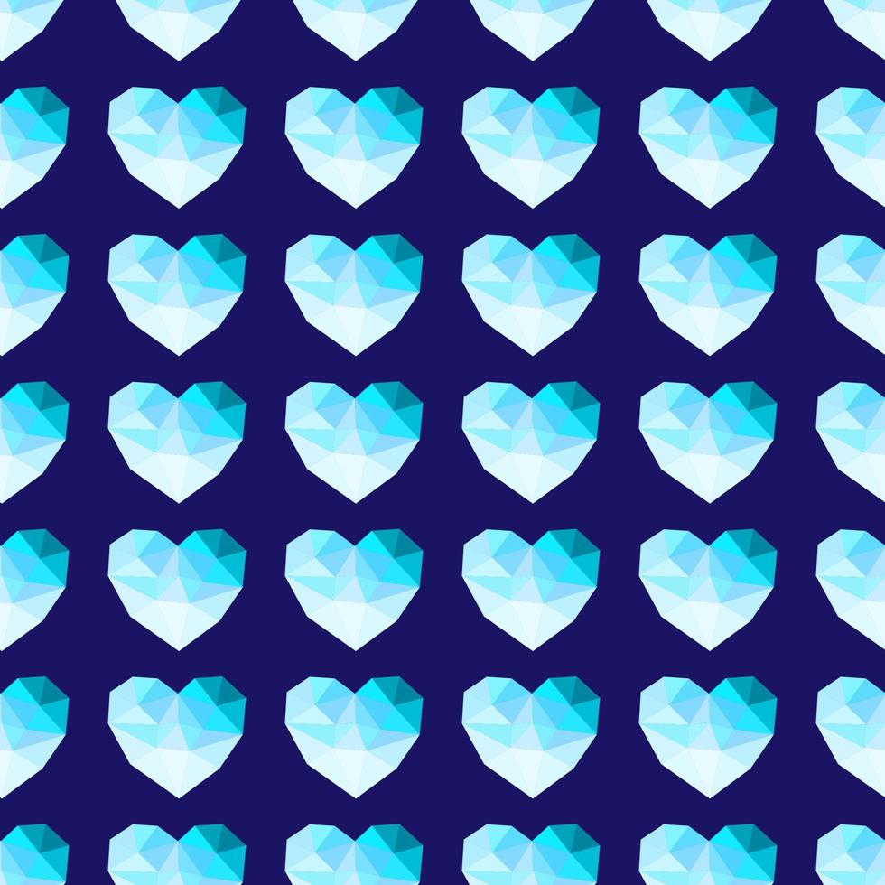 Diamond symmetrical hearts. Seamless pattern vector