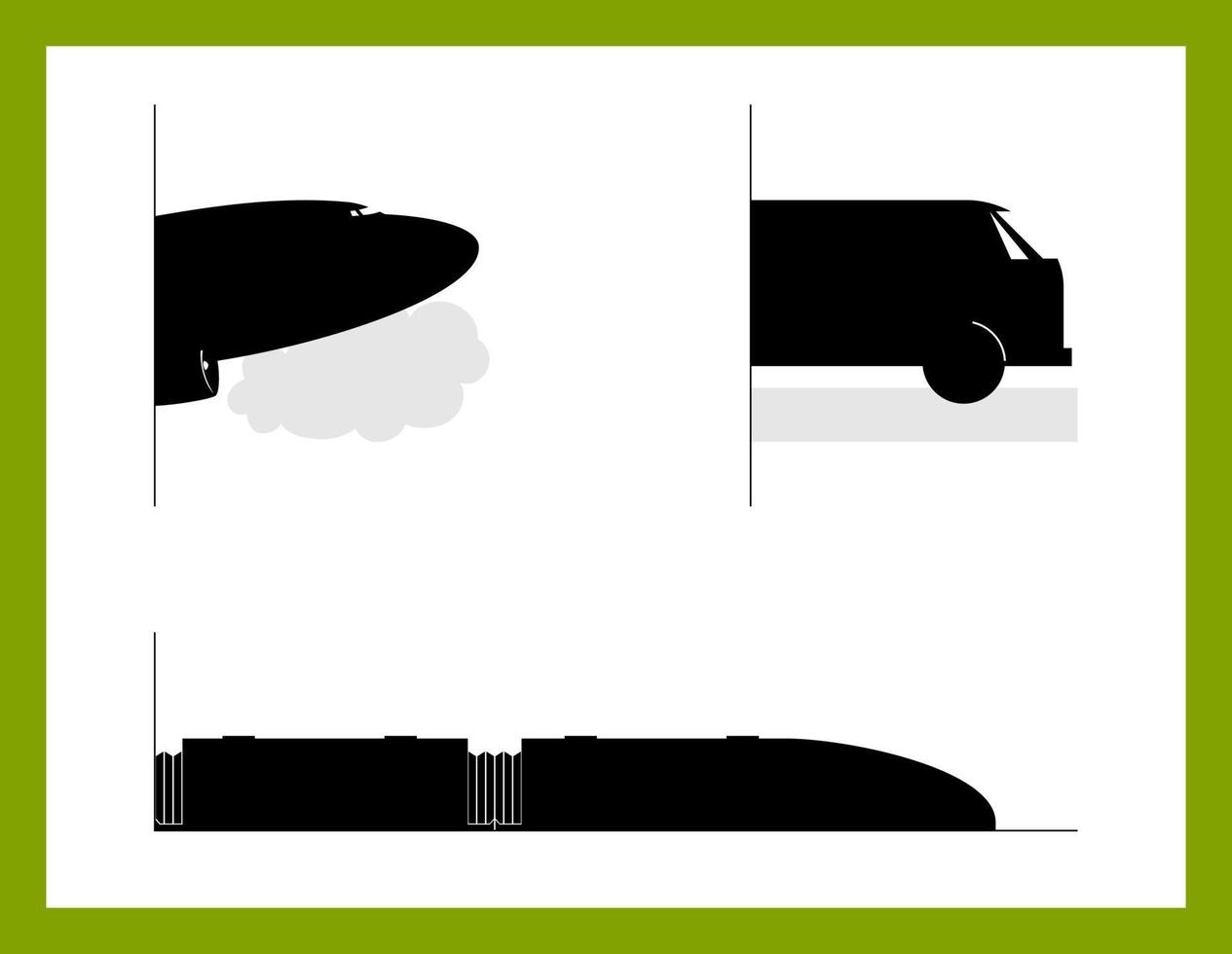 Contour of an airplane, train, car vector