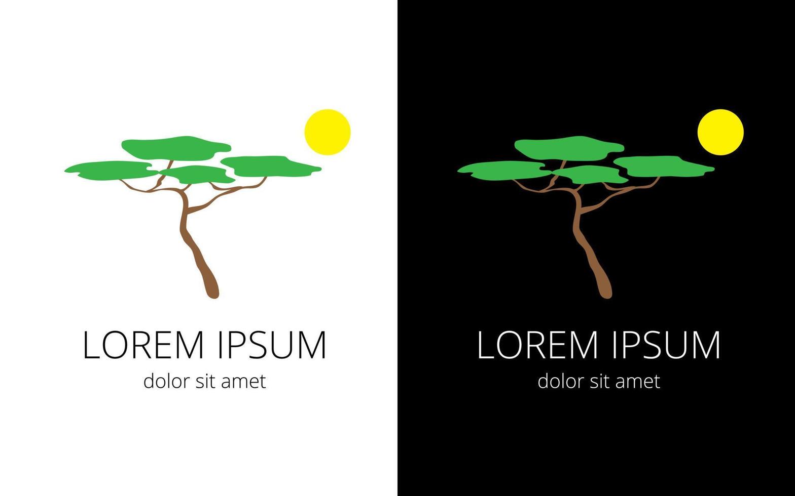 esquema de baobab y sol vector