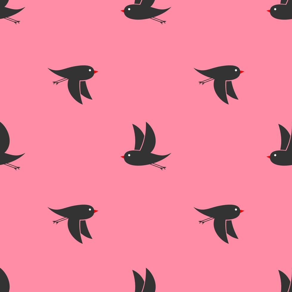 little birds on a pink background. seamless pattern vector