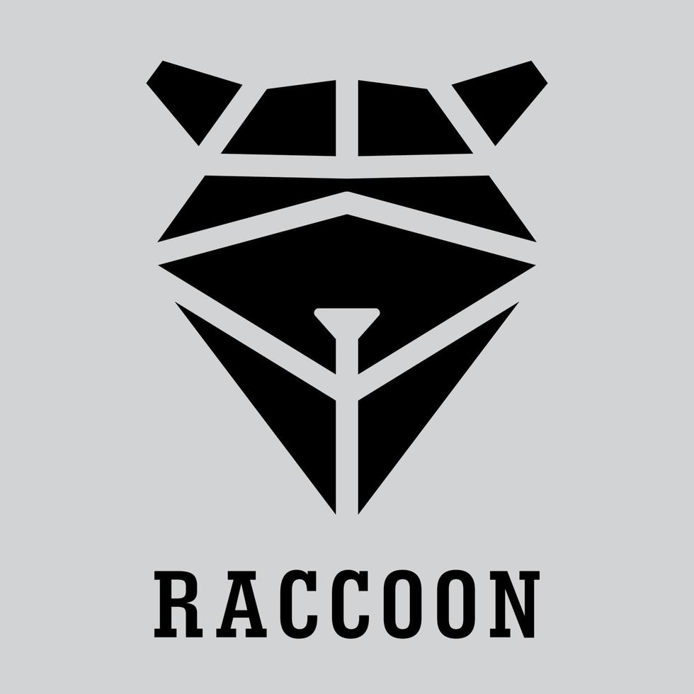 head raccoon. Vector polygonal raccoon isolated