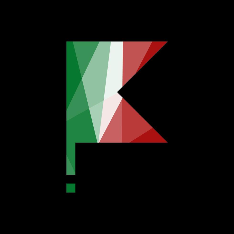 efecto de color poligonal de bandera de italia triangular de baja poli. vector aislado