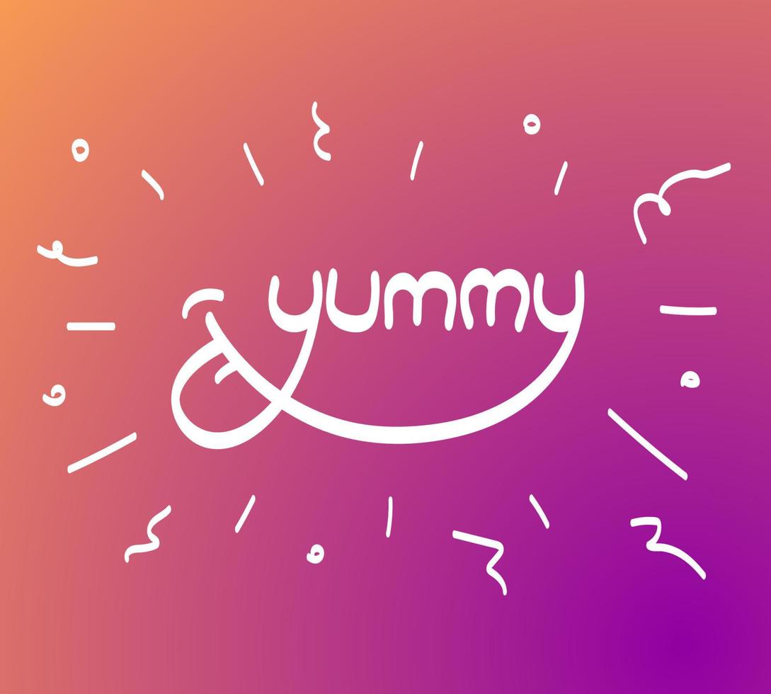 Yummy vector lettering with tongue smiling licking lips 7650149 Vector ...