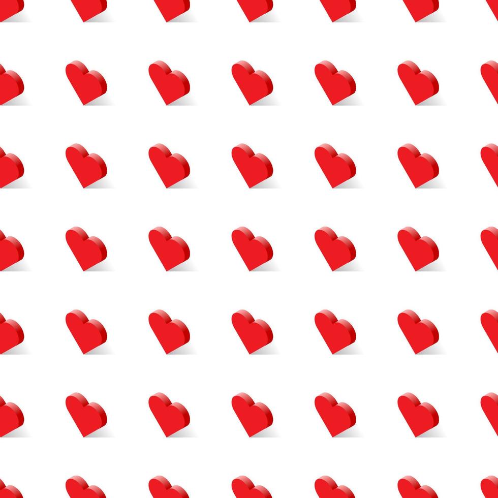 Seamless pattern heart in isometric vector