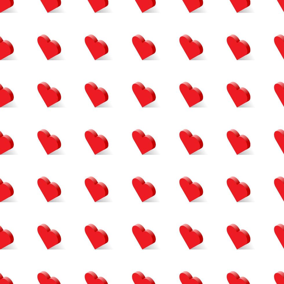 Seamless pattern heart in isometric vector