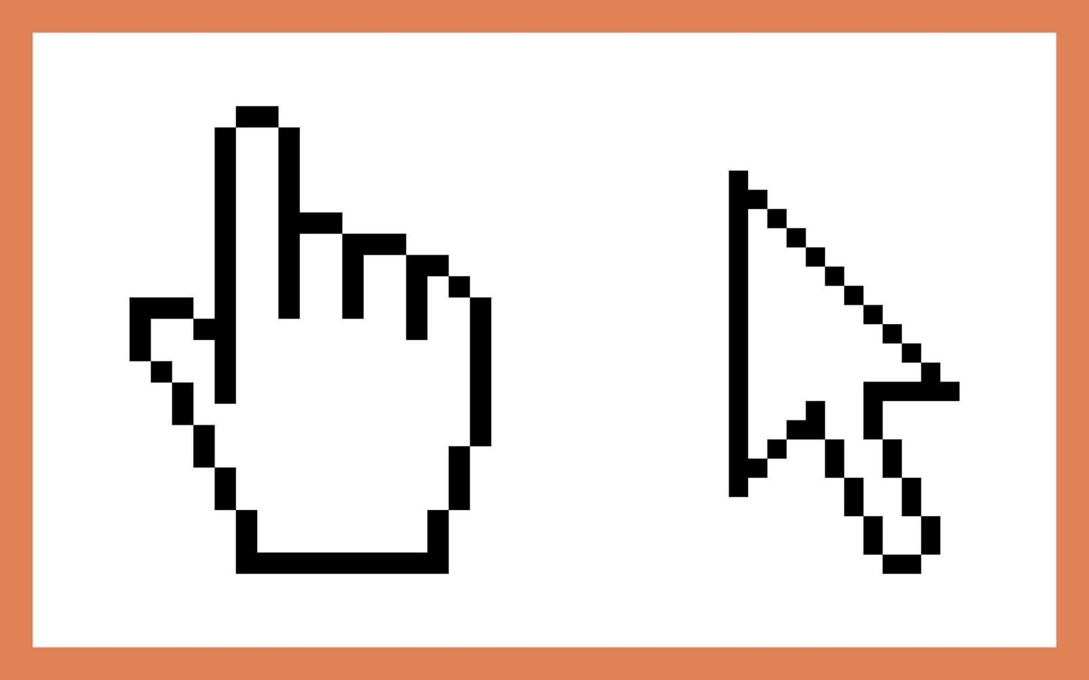 Cursor icons hand arrow pixel vector