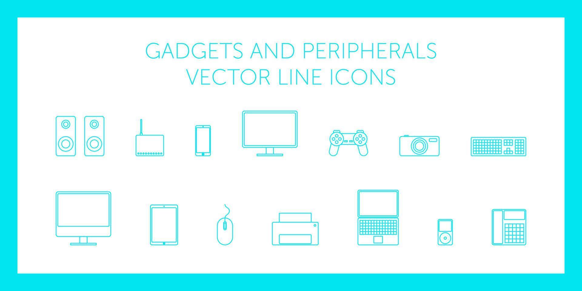 gadgets y periféricos iconos de línea vectorial vector