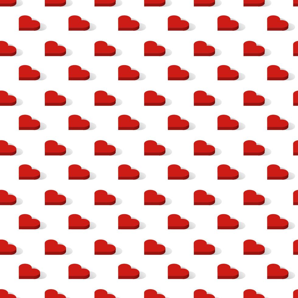 Isometric red hearts love signs seamless vector pattern