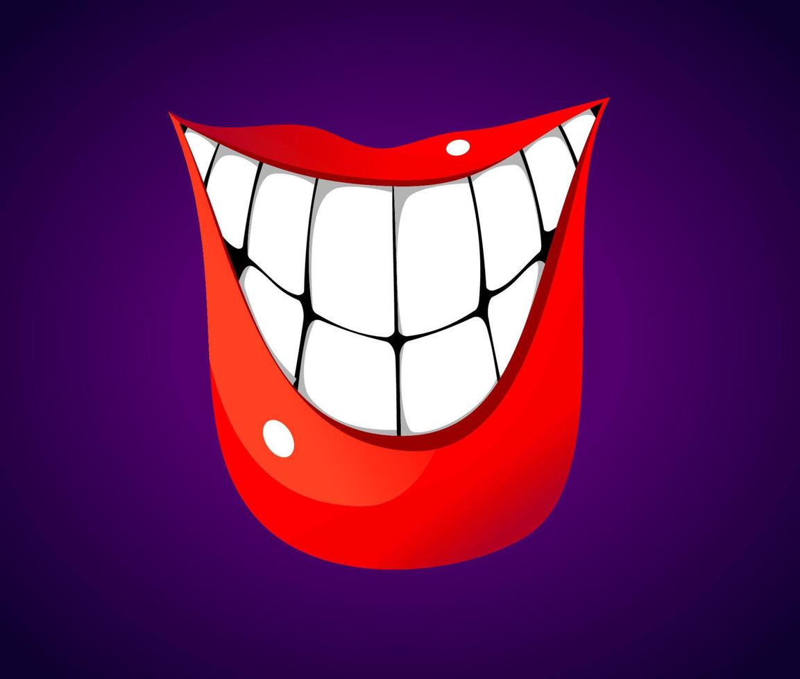 cartoon big Smile with white teeth on blue background vector