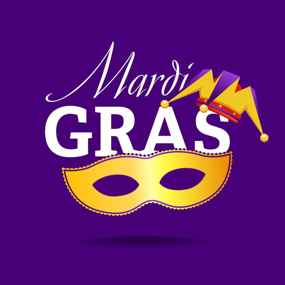 inscripción mardi gras con imagen de máscara vector