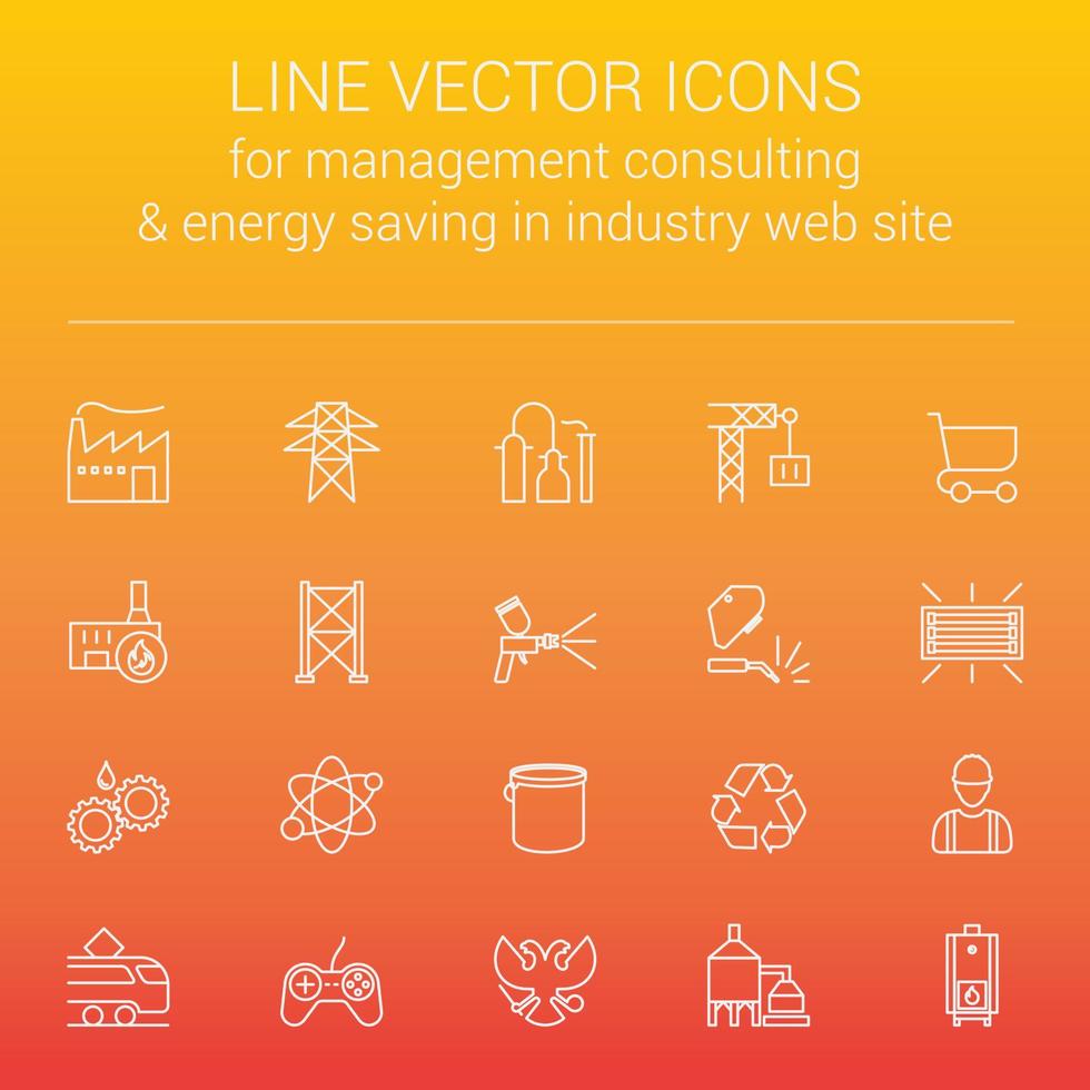 iconos vectoriales de línea para consultoría de gestión de fabricación de respuesta rápida y ahorro de energía en el sitio web de la industria vector