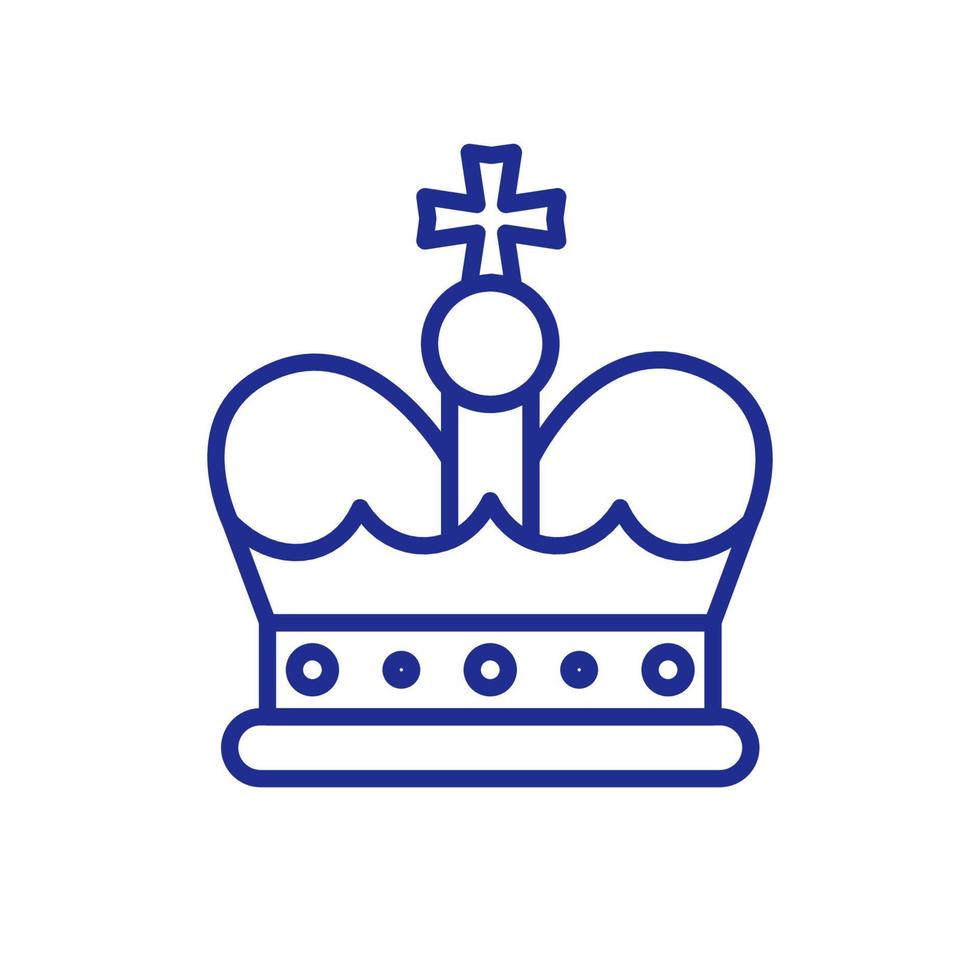 icono de la línea de la corona en blanco. símbolo real vector