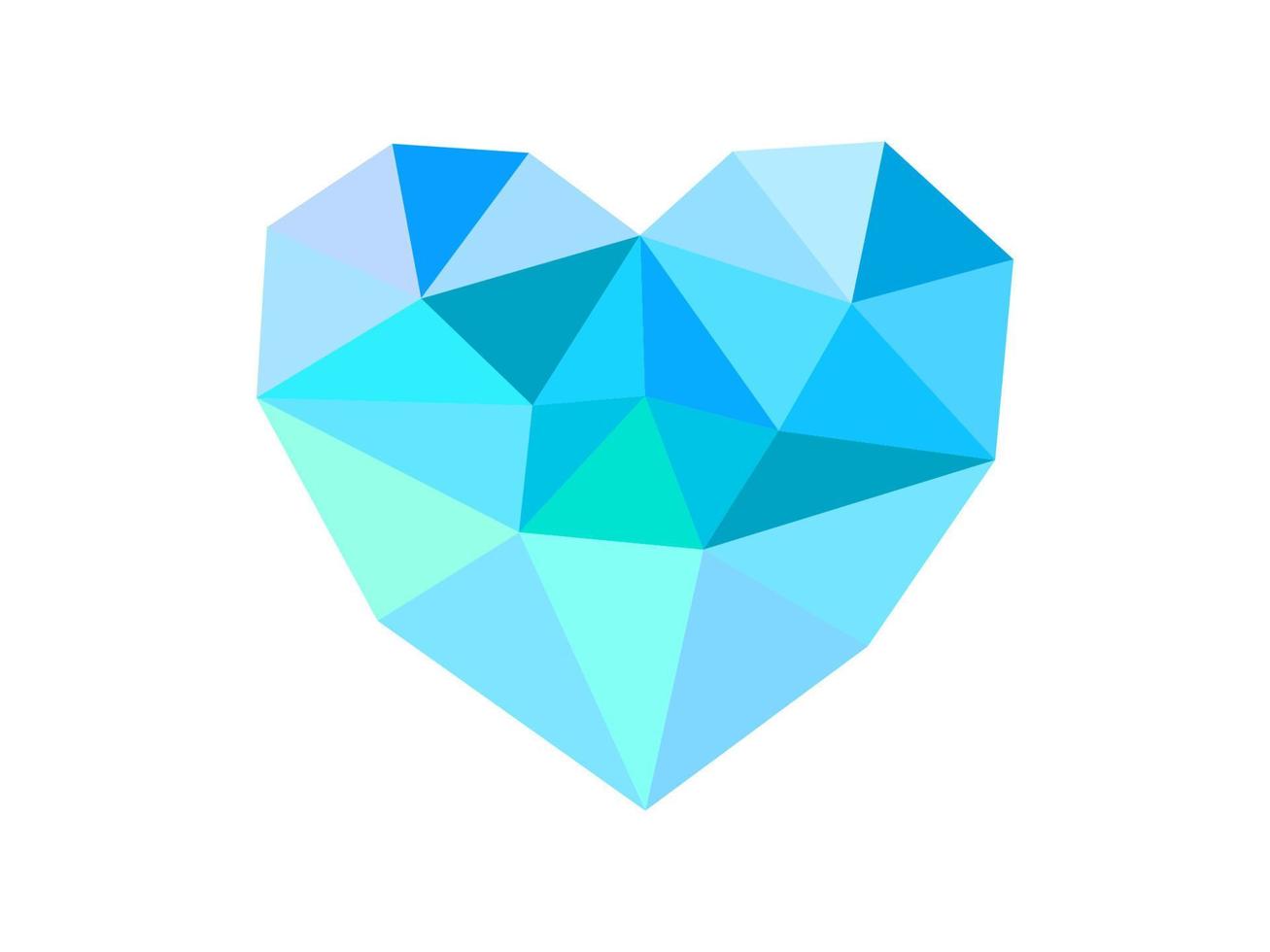 corazón azul aislado sobre fondo blanco. geométrico arrugado triangular bajo poli origami estilo poligonal gradiente gráfico vector ilustración