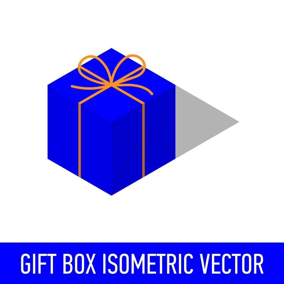 Isometric isolated gift present blue vector box