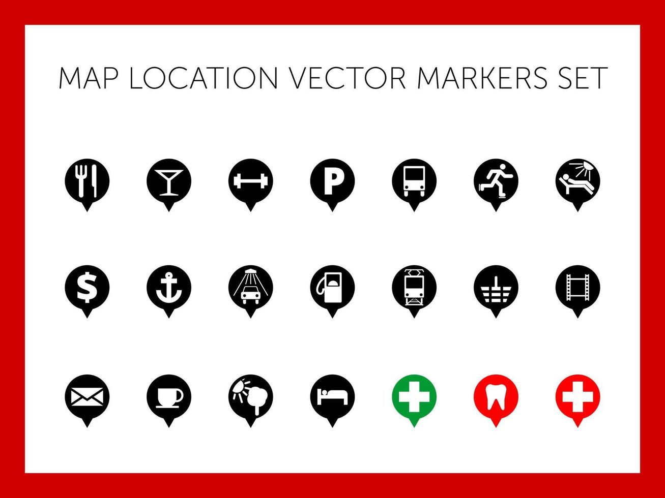 Set of icons for markers on maps vector