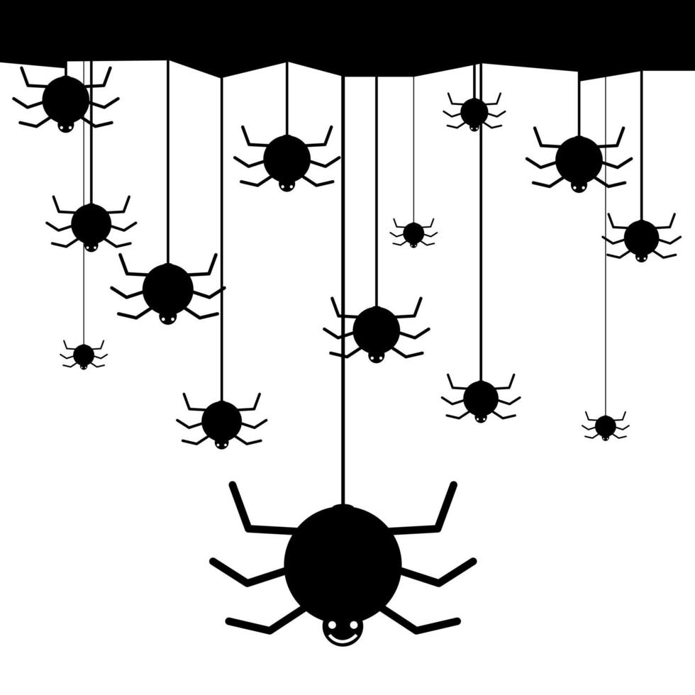 Smiling spiders hanging from ceiling vector illustration