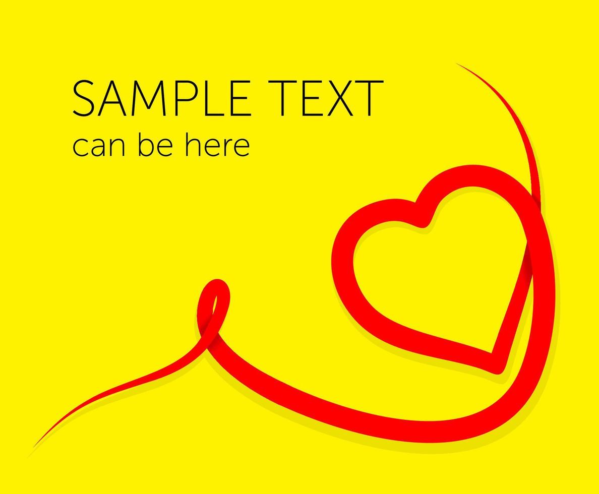 Valentines day background, cover brochures, flyer, greeting card template. Line designed heart on yellow background. Vector illustration