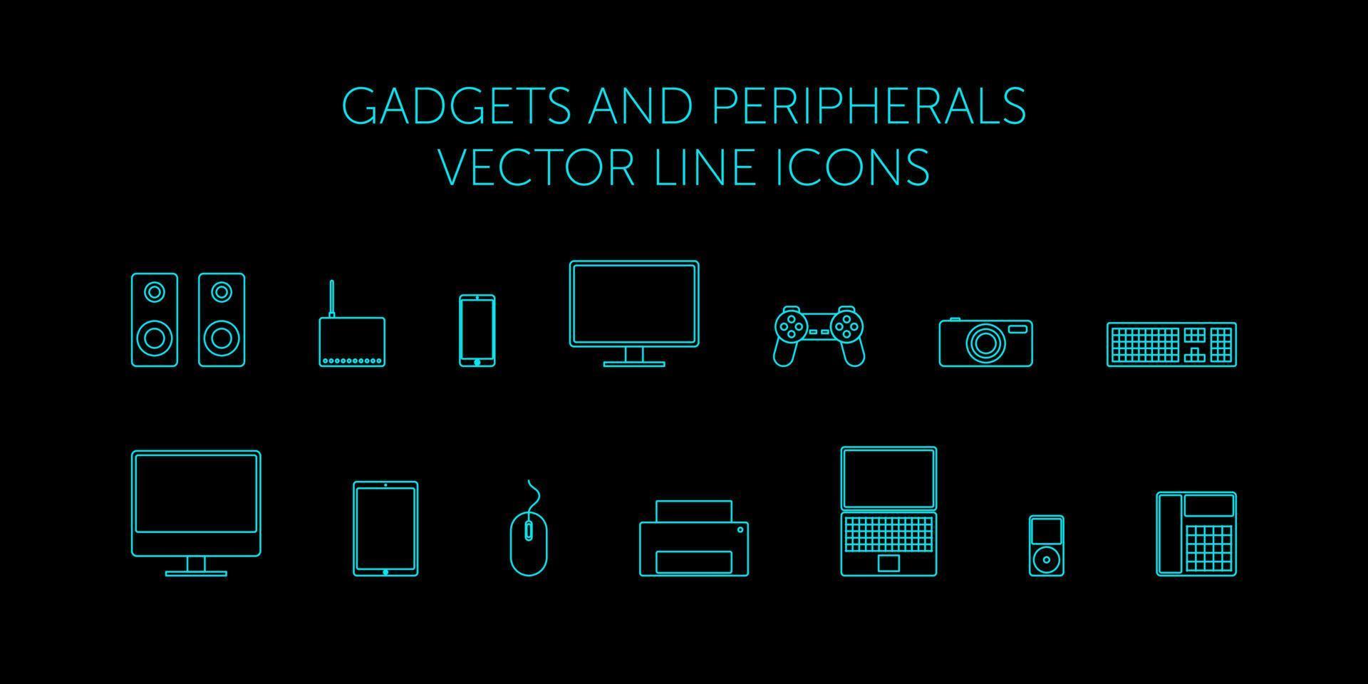 gadgets y periféricos iconos de línea vectorial vector