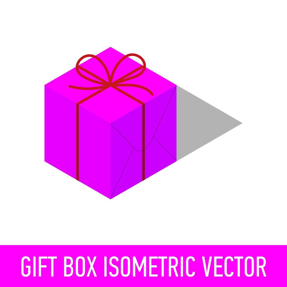 Isometric isolated gift present pink vector box