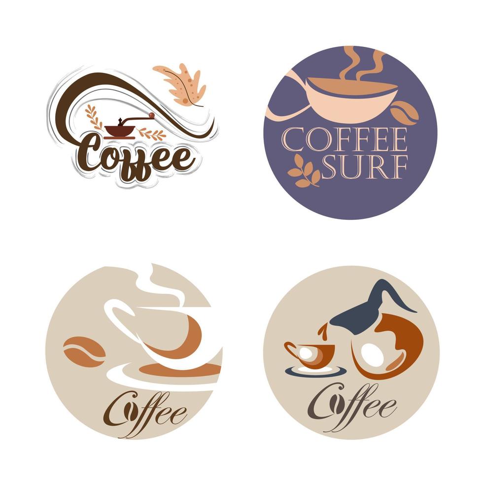 logotipo de café - ilustración vectorial, diseño de conjunto de emblemas sobre un fondo blanco. vector