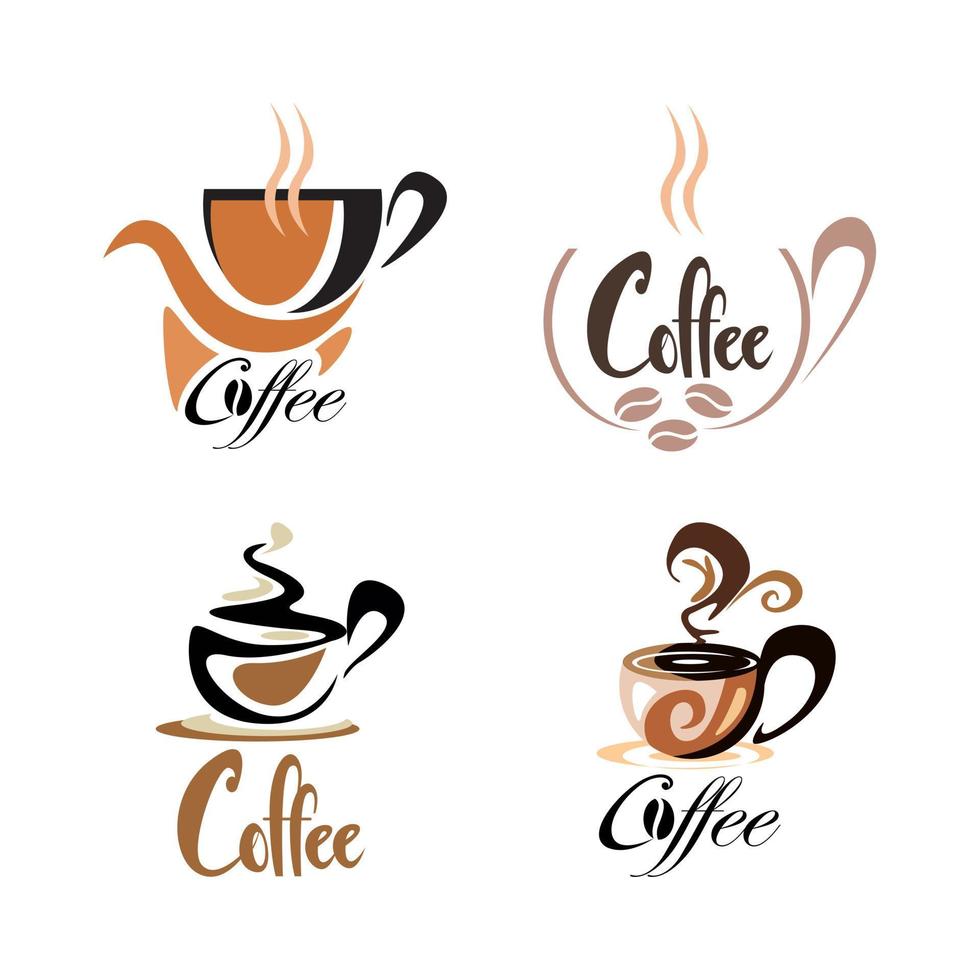 conjunto de diseño de logotipo de taza de café 2 vector