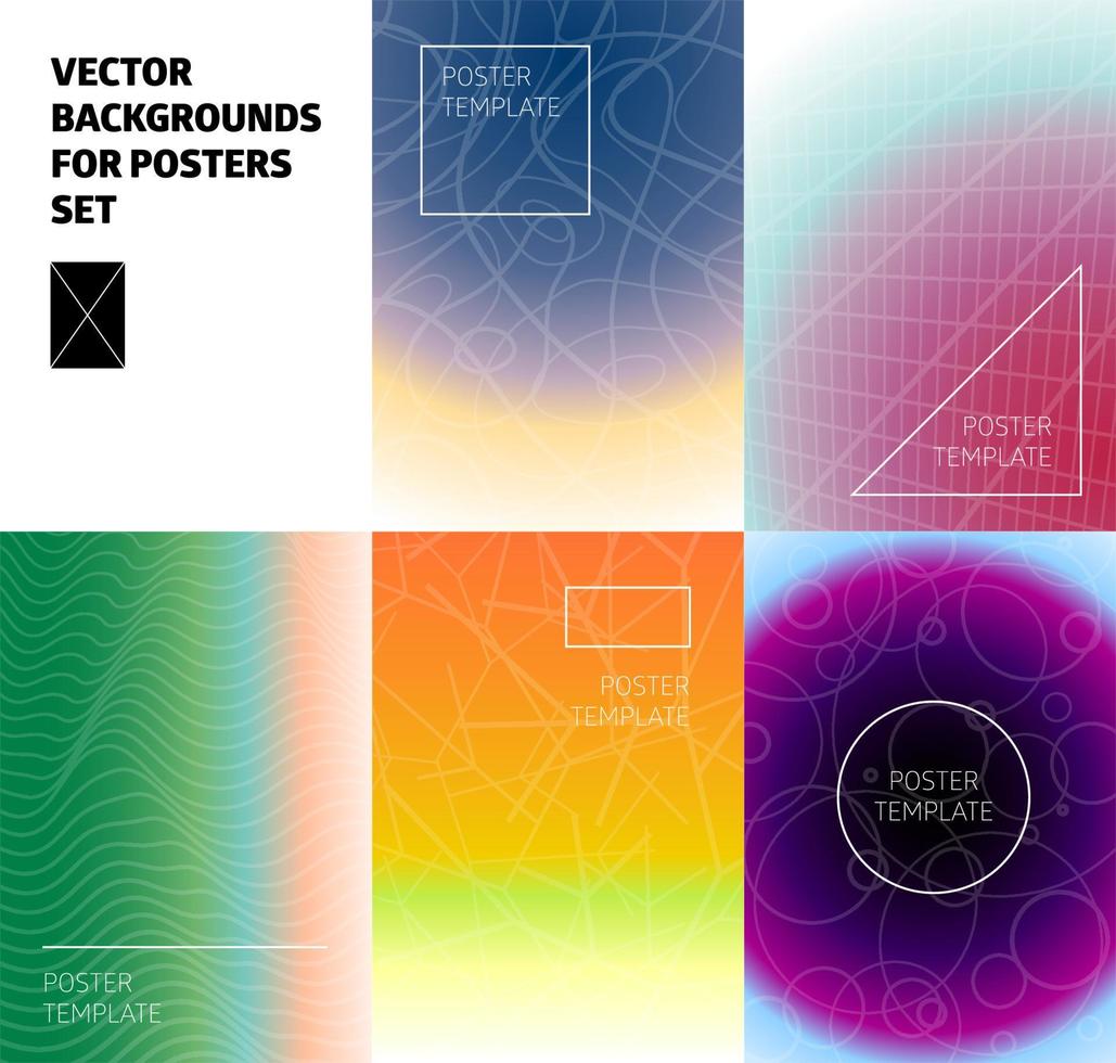 Colorful flyer template set. minimal cover designs. abstract geometric backgrounds with wavy lines vector