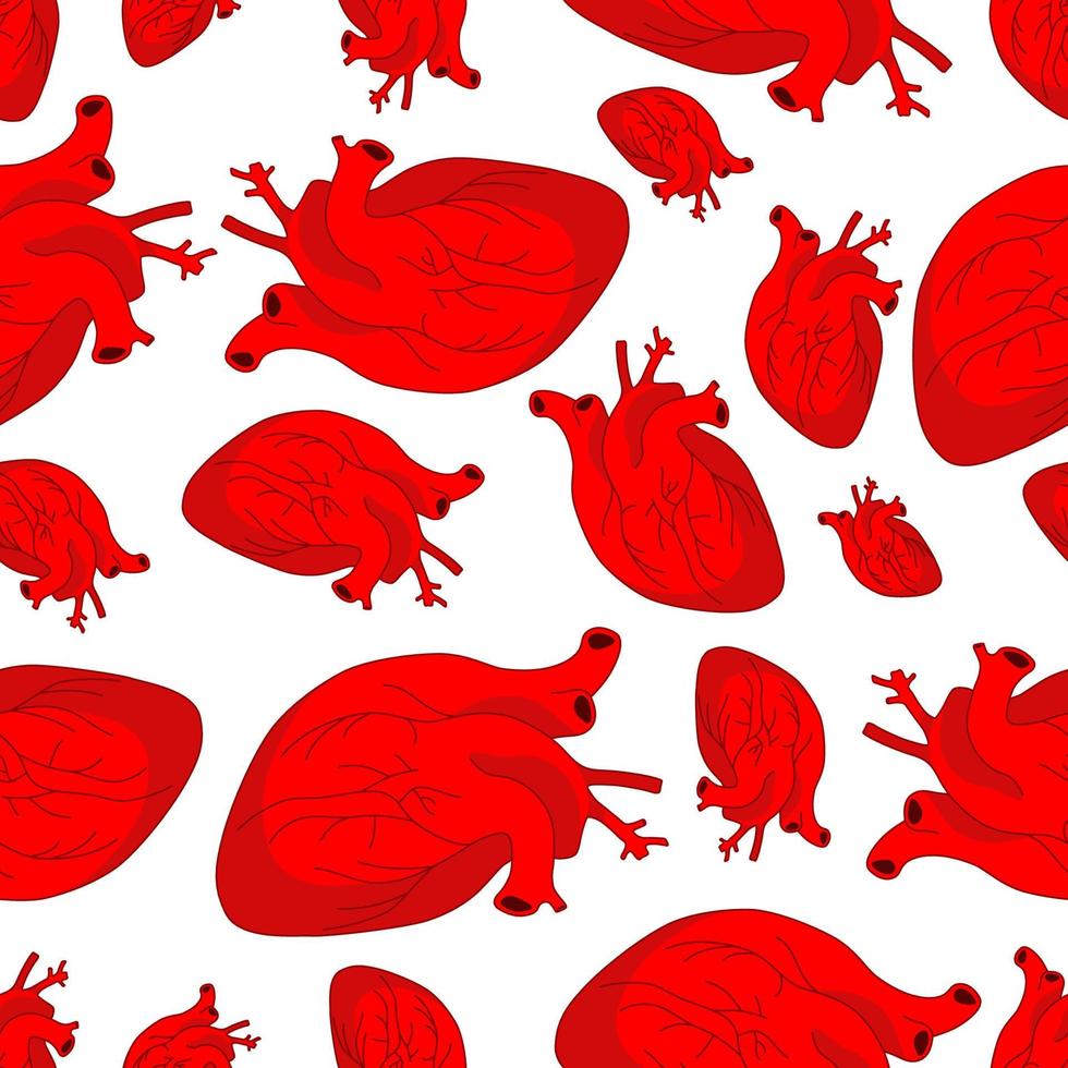 Seamless pattern of human heart organ vector