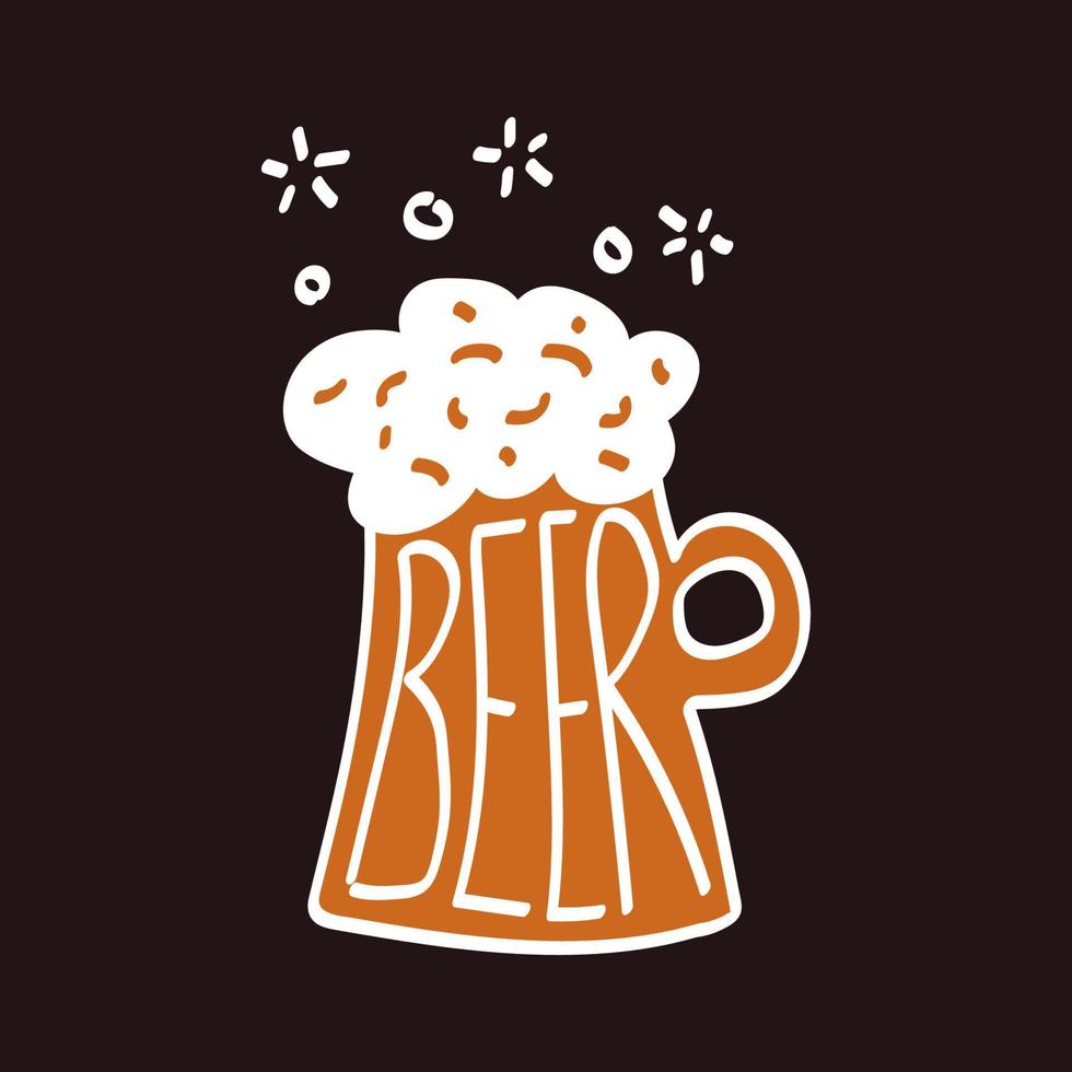 Craft beer mug with foam. Sketch vector illustration