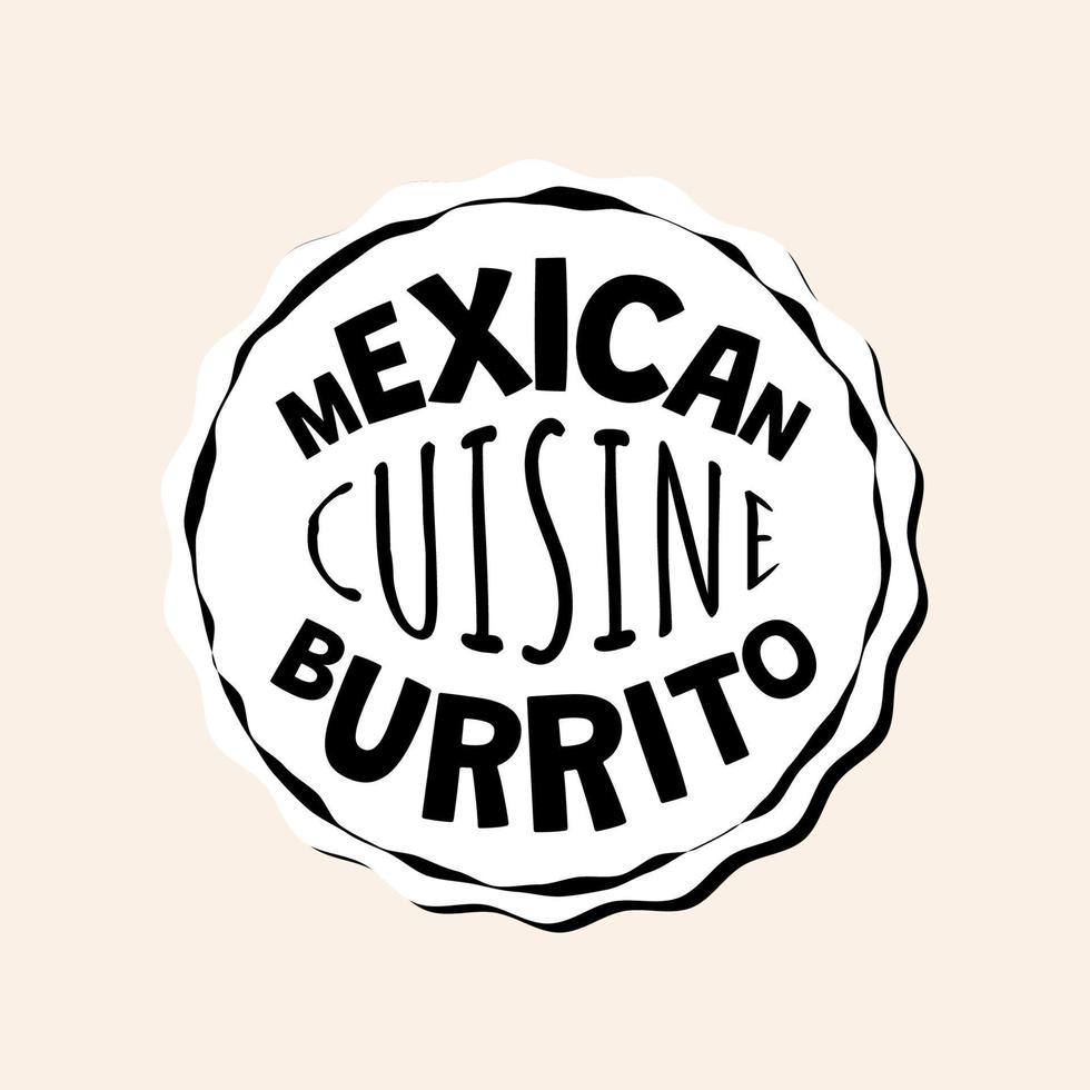 insignia de burrito de comida rápida mexicana de cafetería o restaurante de comida rápida. logotipo del círculo de burritos de la cocina mexicana. logotipo de plato tradicional latinoamericano. restaurante o restaurante vector insignia aislada