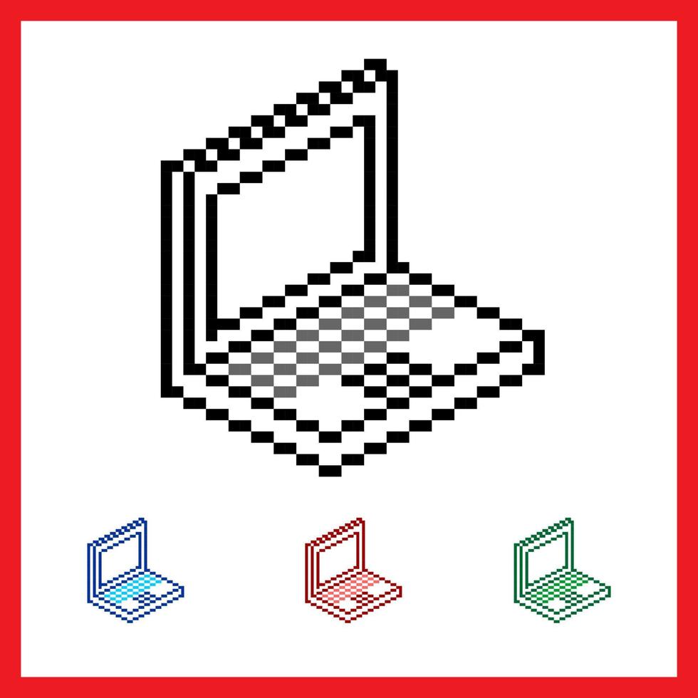 Pixel laptop in different colors vector image