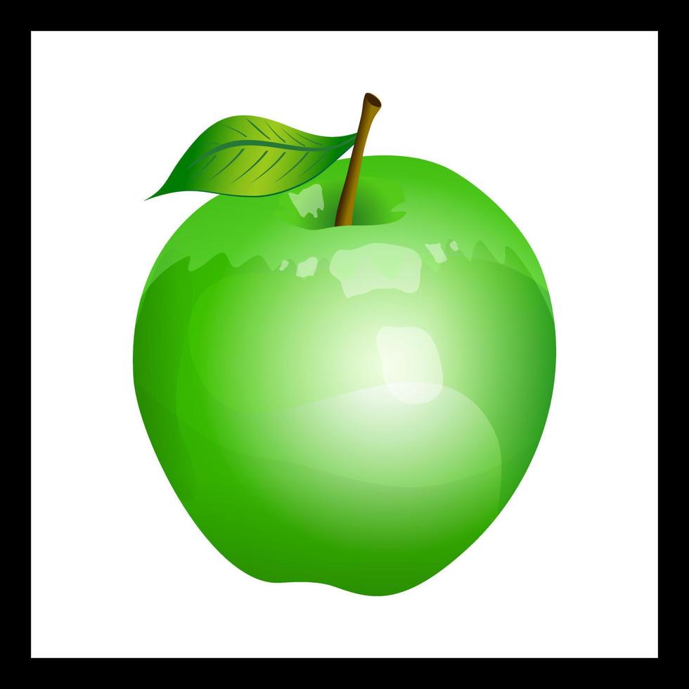 Green apple on white background vector illustration