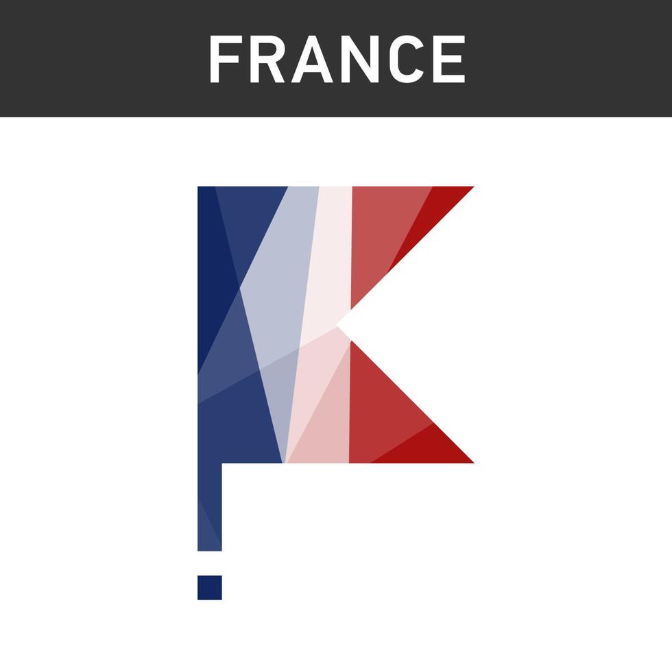 France flag on flagpole in polygonal style. isolated vector