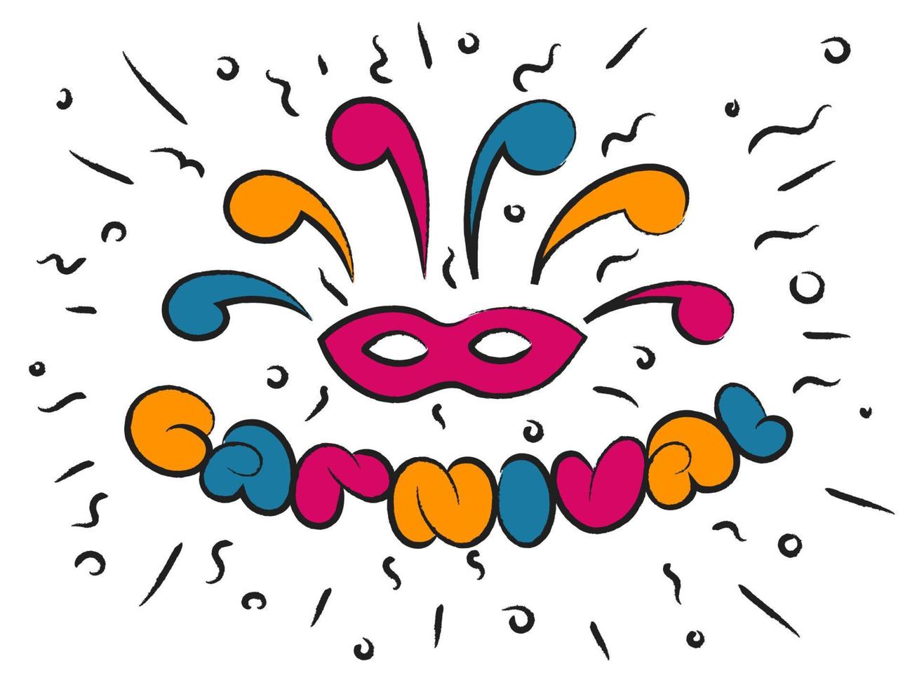 dibujado a mano carnaval letras logotipo insignia icono fiesta mascarada cartel tarjeta invitación. fiesta vector letras tipografía celebración caligrafía banner