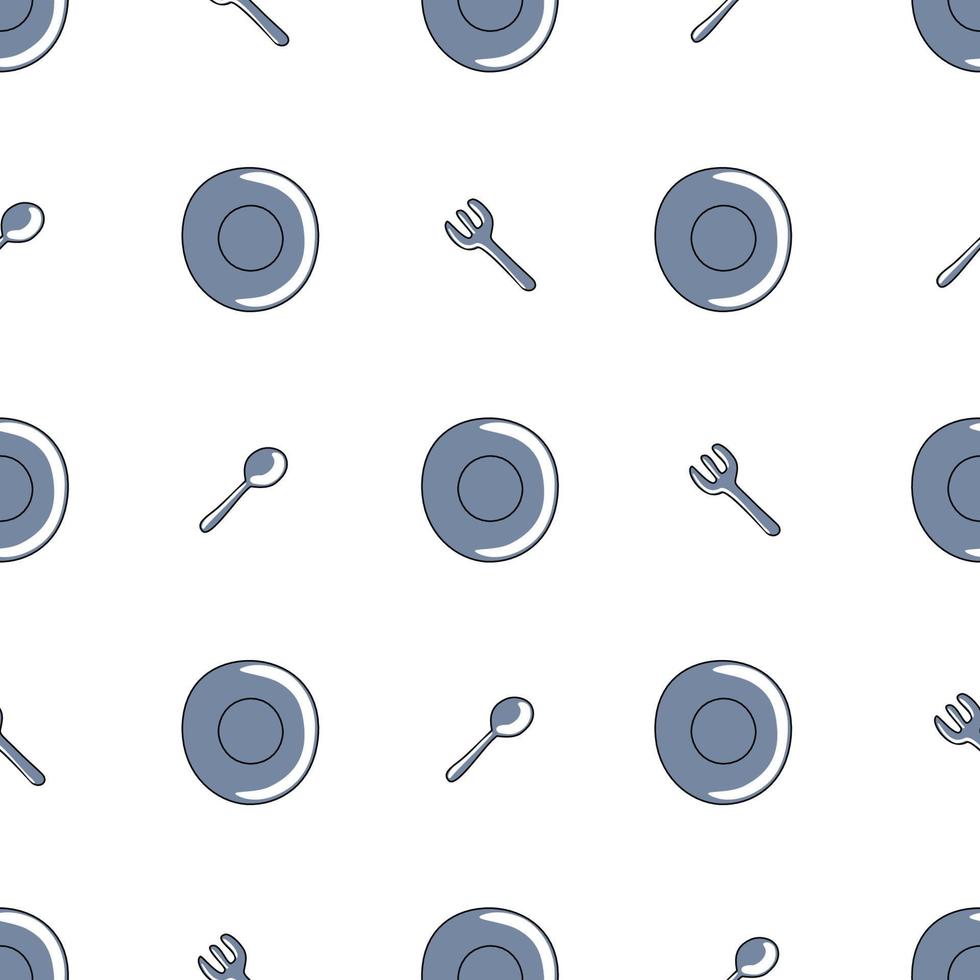 Seamless pattern of plate, fork, spoon vector