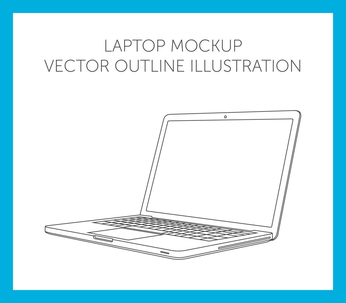 Laptop mockup vector outline illustration