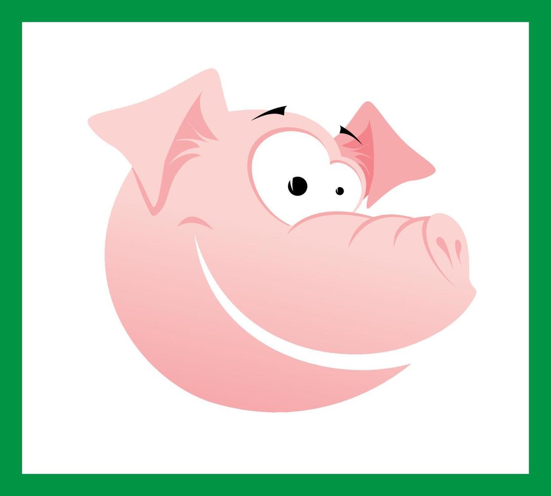 head of smiling pig vector