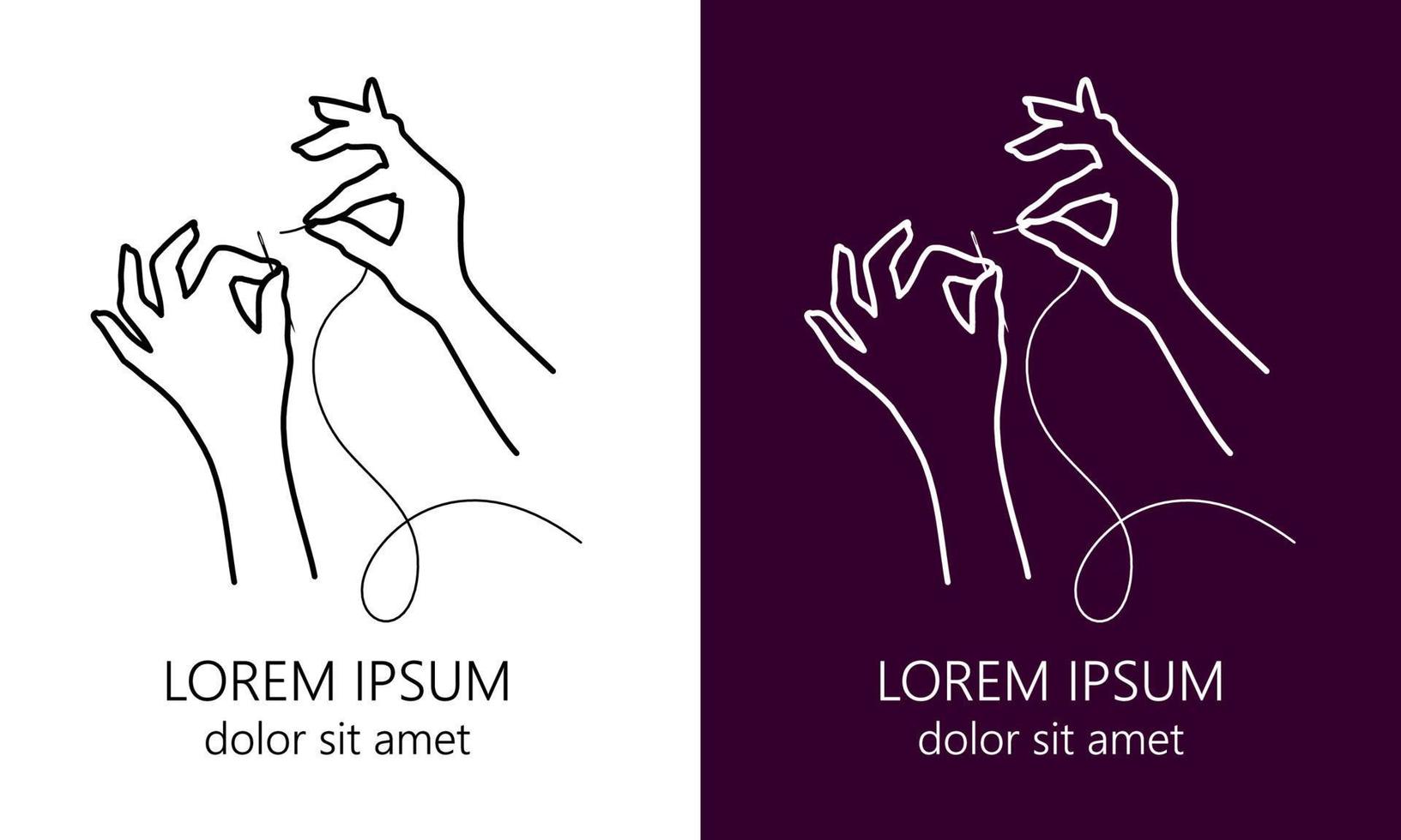 Graphic hands thread needle vector