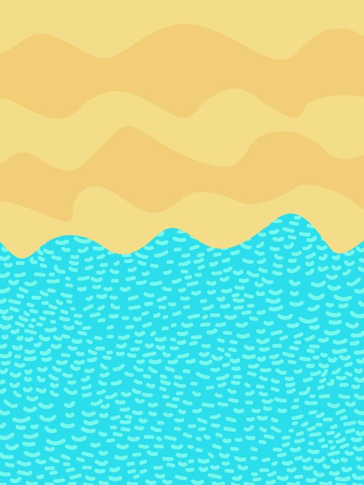 arena de playa de fondo y mar con ondas. cartel de verano, papel pintado vector