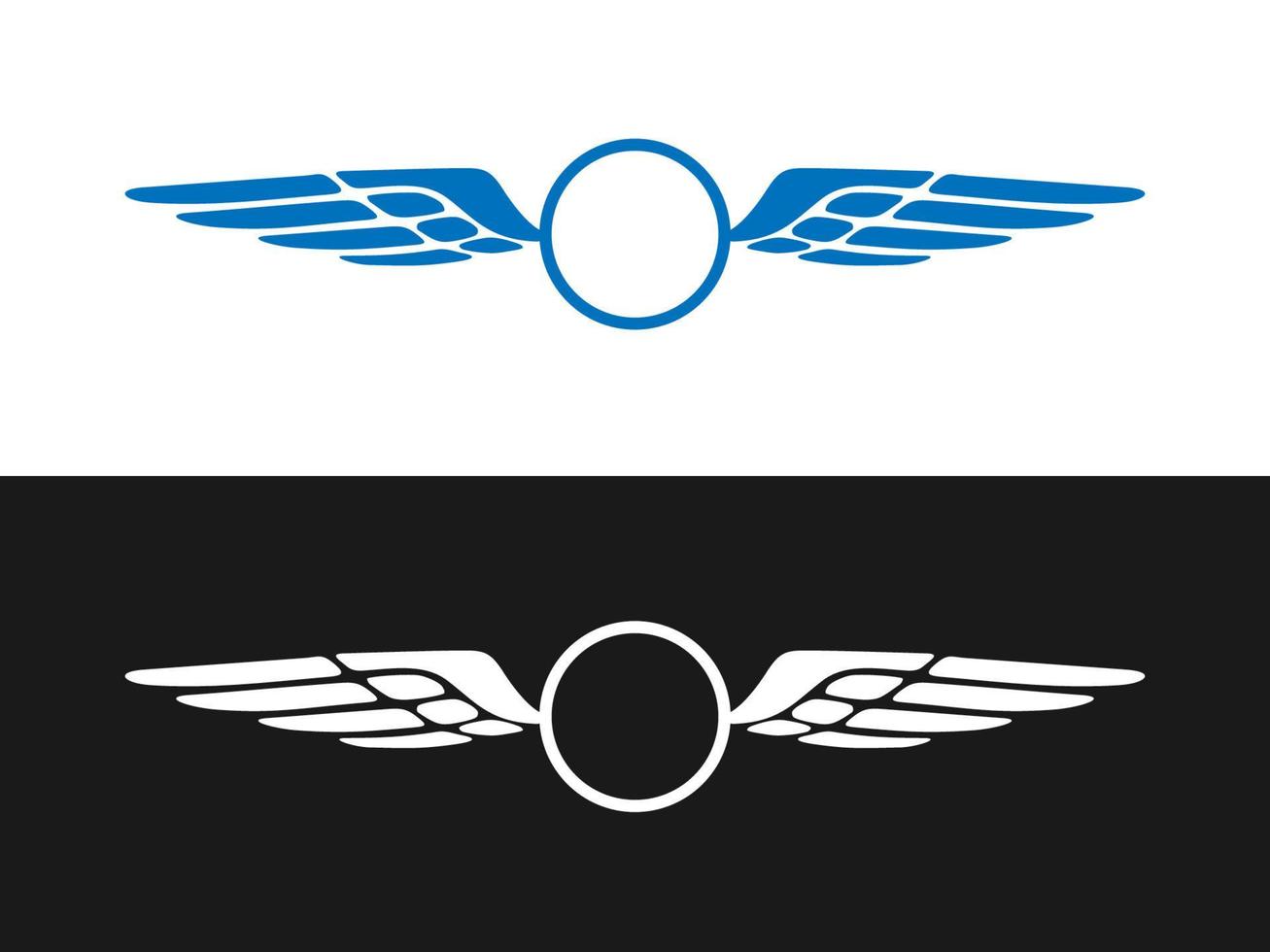 Wings. Vector illustration on white background. Black and white style for company style