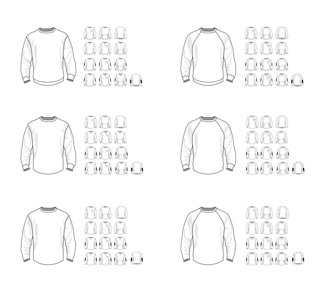 Sweatshirt template different vector models, front and back view