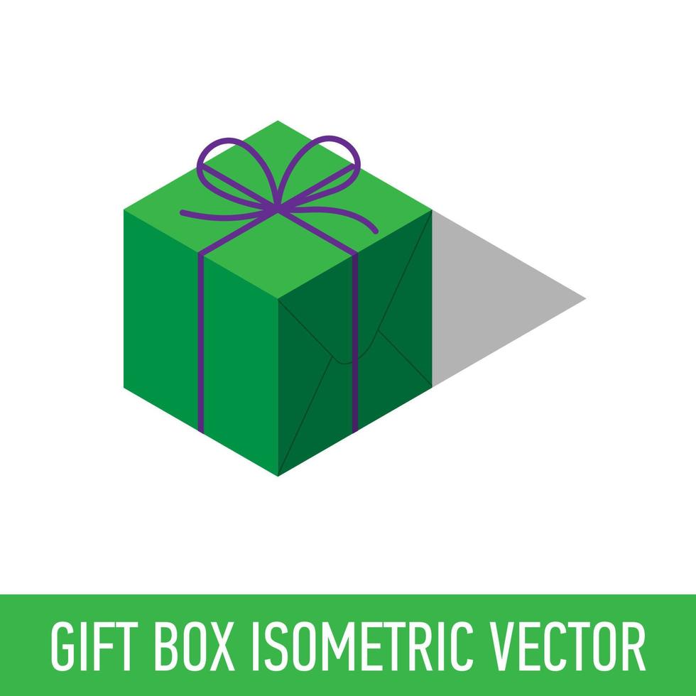 Isometric isolated gift present green vector box
