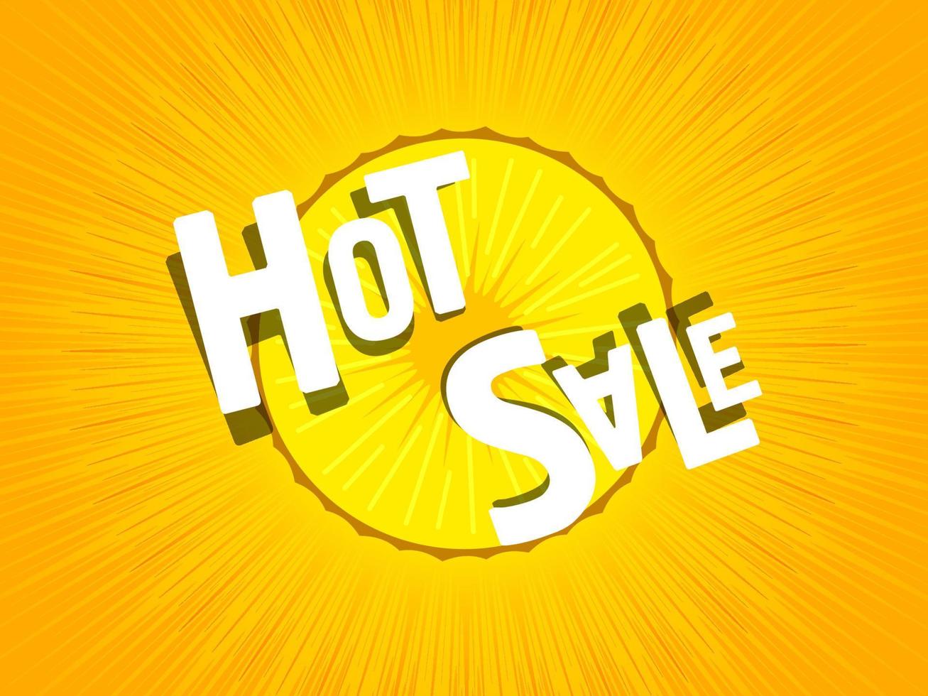 hot sale. poster for shops. background pineapple or sun. promotions and seasonal offers vector