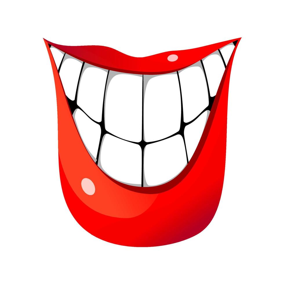 gran sonrisa con grandes dientes aislados ilustración vectorial vector