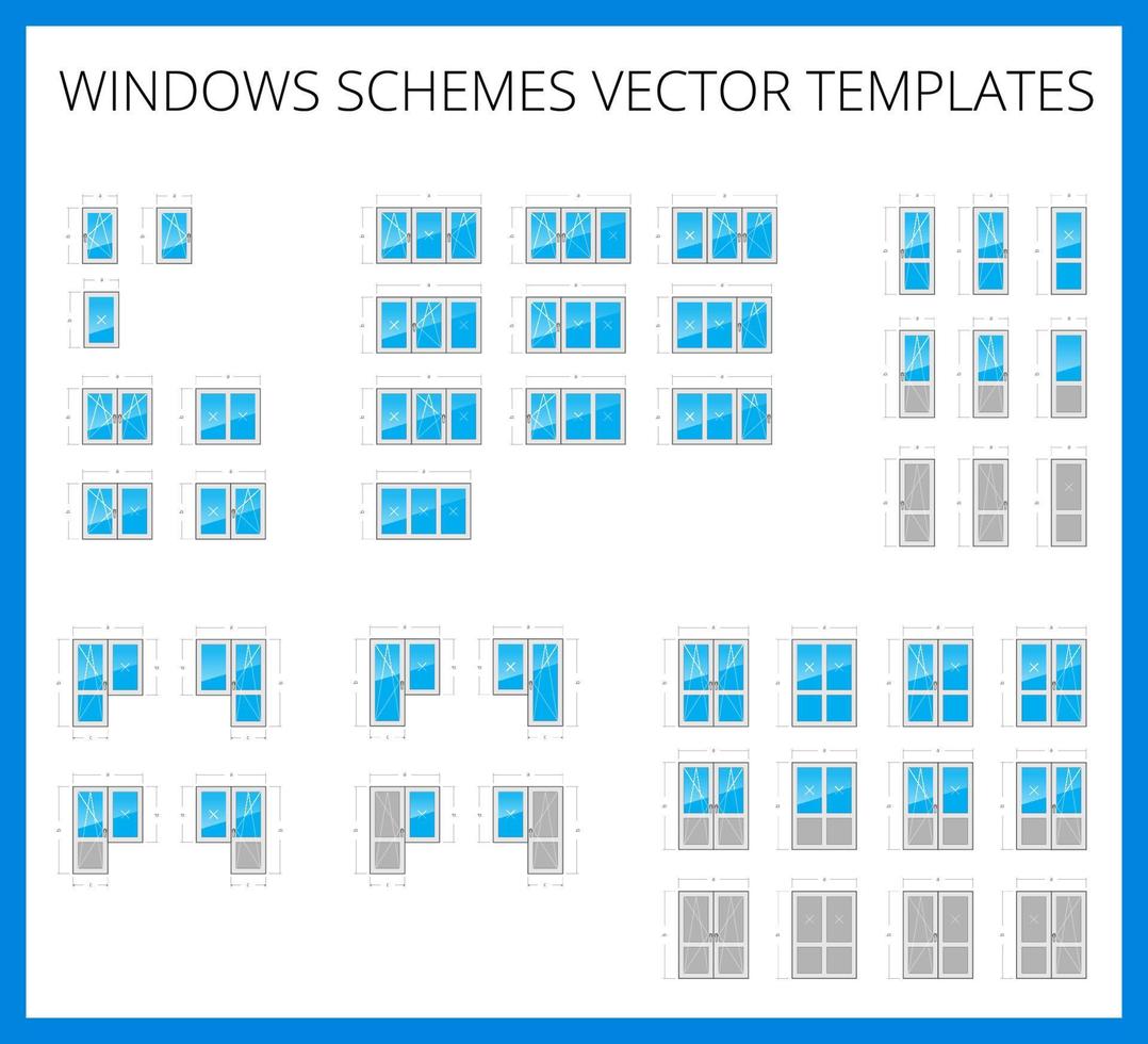 esquemas de ventana plantillas vectoriales vector